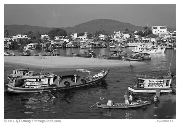 Entrance of Duong Dong Harbor. Phu Quoc Island, Vietnam (black and white)
