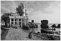 Cau Castle (a combination temple and lighthouse), Duong Dong. Phu Quoc Island, Vietnam (black and white)