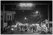 Dinh Cau Night Market entrance. Phu Quoc Island, Vietnam ( black and white)