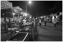 Restaurant, Dinh Cau Night Market. Phu Quoc Island, Vietnam (black and white)