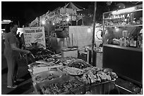 Food stall, Dinh Cau Night Market. Phu Quoc Island, Vietnam ( black and white)