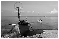Fishing skiffs, Long Beach. Phu Quoc Island, Vietnam ( black and white)