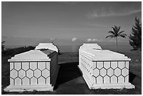 Tombs and sea, Long Beach. Phu Quoc Island, Vietnam ( black and white)