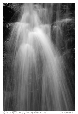 Close-up of waterfall, Suoi Tranh. Phu Quoc Island, Vietnam (black and white)