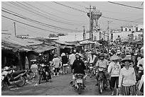 Busy public market, Duong Dong. Phu Quoc Island, Vietnam (black and white)