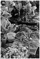 Woman selling sea food, Duong Dong. Phu Quoc Island, Vietnam (black and white)