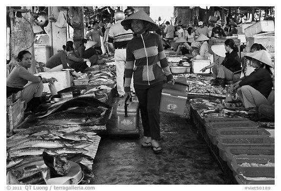 Fish market, Duong Dong. Phu Quoc Island, Vietnam (black and white)