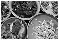 Close-up of seafood baskets, Duong Dong. Phu Quoc Island, Vietnam ( black and white)