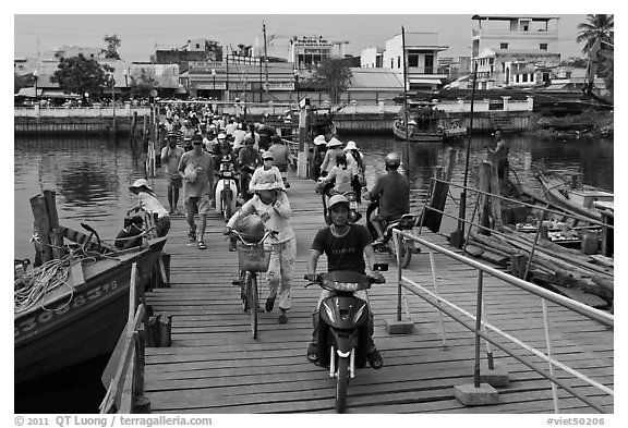 Crossing the mobile bridge over Duong Dong river, Duong Dong. Phu Quoc Island, Vietnam