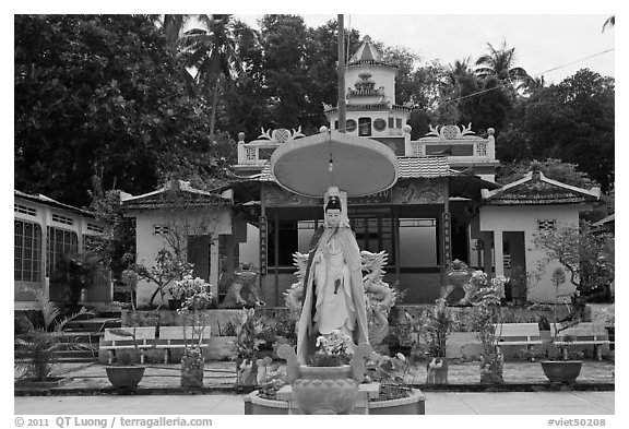 Buddhist temple, Duong Dong. Phu Quoc Island, Vietnam (black and white)