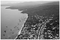 Aerial view, Duong Dong. Phu Quoc Island, Vietnam (black and white)