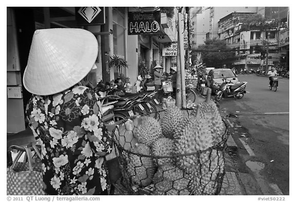 Durians for sale on street. Ho Chi Minh City, Vietnam