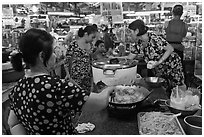 Food stalls, Ben Thanh Market. Ho Chi Minh City, Vietnam (black and white)