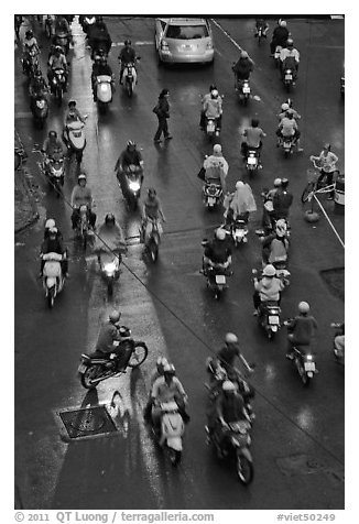 Traffic at night seen from above. Ho Chi Minh City, Vietnam