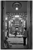 Mariamman Hindu Temple from entrance gate. Ho Chi Minh City, Vietnam ( black and white)