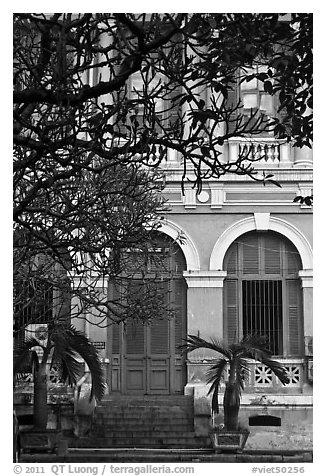Colonial-area building. Ho Chi Minh City, Vietnam (black and white)