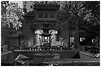 Jade Emperor Pagoda at dusk, district 3. Ho Chi Minh City, Vietnam ( black and white)