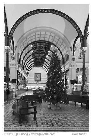 Christmas tree in Central Post Office. Ho Chi Minh City, Vietnam