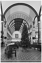 Christmas tree in Central Post Office. Ho Chi Minh City, Vietnam ( black and white)