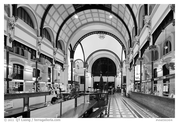 Inner decor of Saigon Central Post office. Ho Chi Minh City, Vietnam