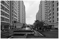 Residential towers, Phu My Hung, district 7. Ho Chi Minh City, Vietnam (black and white)