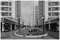 Residential towers complex, Phu My Hung, district 7. Ho Chi Minh City, Vietnam ( black and white)