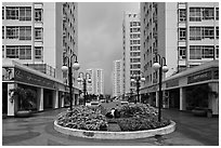 Residential towers complex, Phu My Hung, district 7. Ho Chi Minh City, Vietnam (black and white)