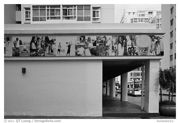 Decor with Western imagery, residential area, Phu My Hung, district 7. Ho Chi Minh City, Vietnam (black and white)