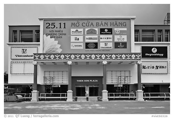 Shopping plaza, Phu My Hung, district 7. Ho Chi Minh City, Vietnam (black and white)