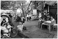 Street food vendors. Ho Chi Minh City, Vietnam ( black and white)