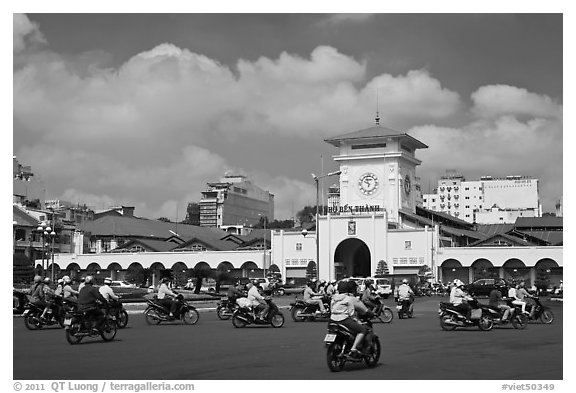 Ben Thanh Market. Ho Chi Minh City, Vietnam (black and white)
