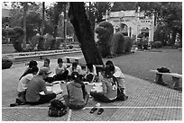 Study group, Cong Vien Van Hoa Park. Ho Chi Minh City, Vietnam ( black and white)