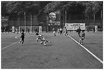 Soccer match, Cong Vien Van Hoa Park. Ho Chi Minh City, Vietnam (black and white)