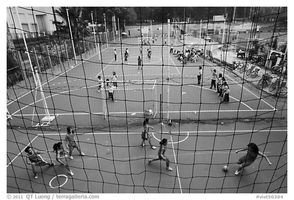 Stadium with girls team athetics, Cong Vien Van Hoa Park. Ho Chi Minh City, Vietnam