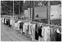 Sports jerseys being dried, Cong Vien Van Hoa Park. Ho Chi Minh City, Vietnam ( black and white)