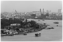 Port of Saigon. Ho Chi Minh City, Vietnam (black and white)