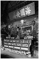 Altar, Ha Chuong Hoi Quan Pagoda. Cholon, District 5, Ho Chi Minh City, Vietnam (black and white)