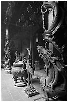 Pillars wrapped in dragons, Ha Chuong Hoi Quan Pagoda. Cholon, District 5, Ho Chi Minh City, Vietnam (black and white)