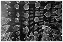 Incense coils and roof from below, Thien Hau Pagoda. Cholon, District 5, Ho Chi Minh City, Vietnam (black and white)