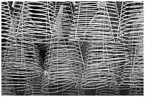 Burning incense coils, Thien Hau Pagoda. Cholon, District 5, Ho Chi Minh City, Vietnam ( black and white)