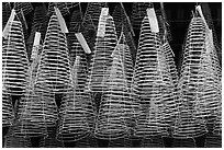 Hanging incense coils, Thien Hau Pagoda, district 5. Cholon, District 5, Ho Chi Minh City, Vietnam (black and white)