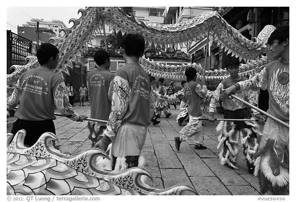 Dragon dancers, Thien Hau Pagoda. Cholon, District 5, Ho Chi Minh City, Vietnam