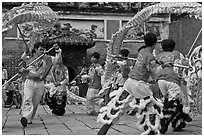 Traditional dragon dance, Thien Hau Pagoda, district 5. Cholon, District 5, Ho Chi Minh City, Vietnam (black and white)