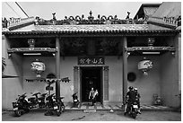 Facade, Tam Son Hoi Quan Pagoda. Cholon, District 5, Ho Chi Minh City, Vietnam (black and white)