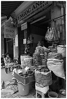 Traditional herb shop. Cholon, Ho Chi Minh City, Vietnam ( black and white)