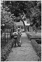 Nun, Giac Lam Pagoda, Tan Binh District. Ho Chi Minh City, Vietnam ( black and white)