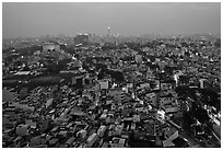 View of Cholon, from above at dusk. Cholon, Ho Chi Minh City, Vietnam (black and white)