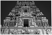 Tower at night, Mariamman Hindu Temple. Ho Chi Minh City, Vietnam ( black and white)