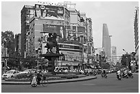 Traffic circle. Ho Chi Minh City, Vietnam (black and white)