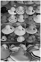 Colorful hats for sale. Ho Chi Minh City, Vietnam (black and white)